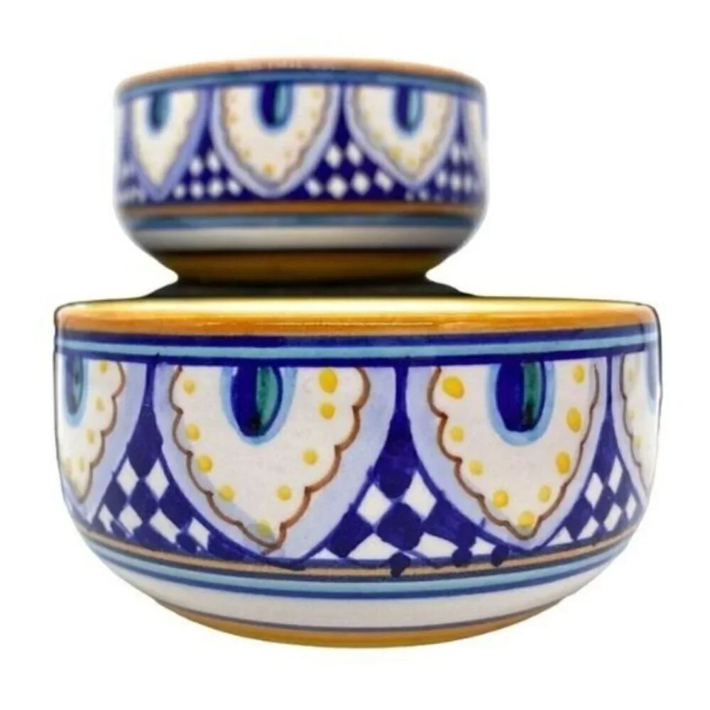 Deruta Italy Dip Amano Mano Franco Mari Artist Signed Candle Stick Holders
